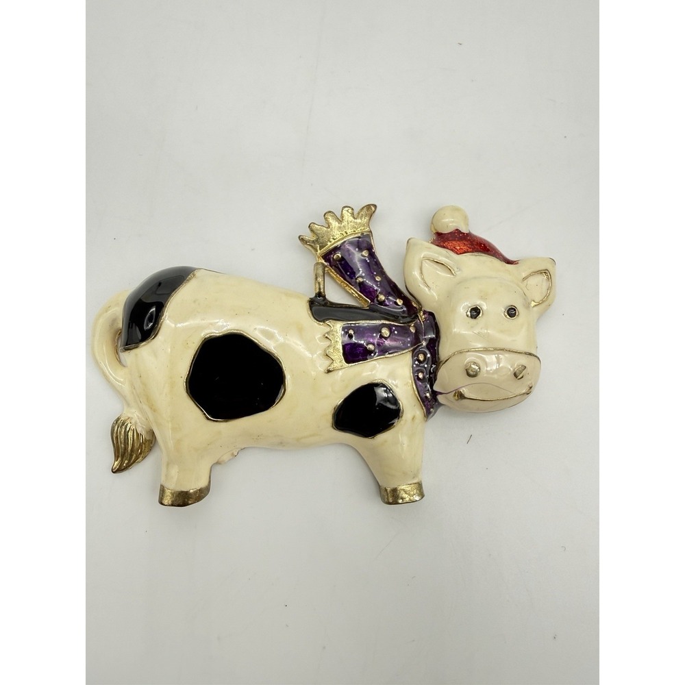 Haskell Holstein Christmas Ornament Enameled Happy Cow‎